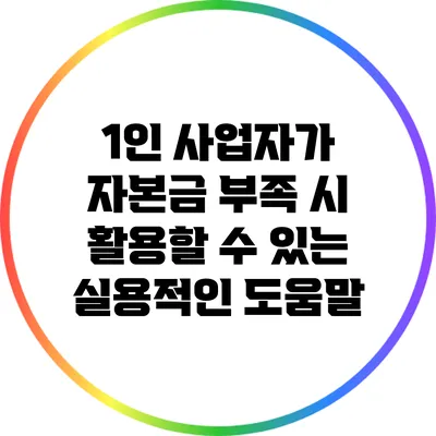 1인 사업자가 자본금 부족 시 활용할 수 있는 실용적인 도움말