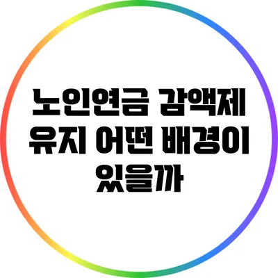 노인연금 감액제 유지: 어떤 배경이 있을까?