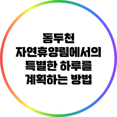 동두천 자연휴양림에서의 특별한 하루를 계획하는 방법