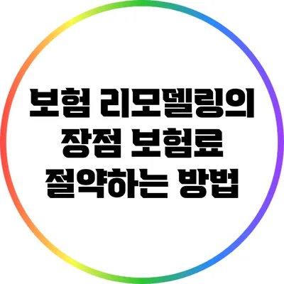 보험 리모델링의 장점: 보험료 절약하는 방법