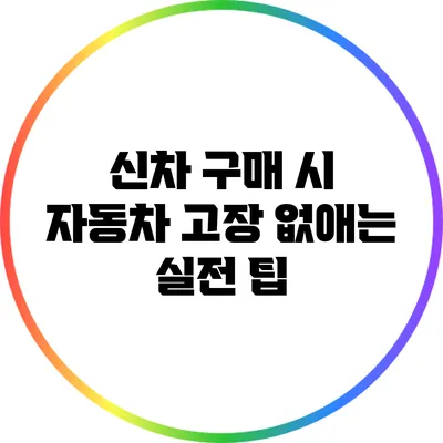 신차 구매 시 자동차 고장 없애는 실전 팁