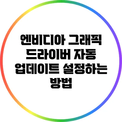 엔비디아 그래픽 드라이버 자동 업데이트 설정하는 방법