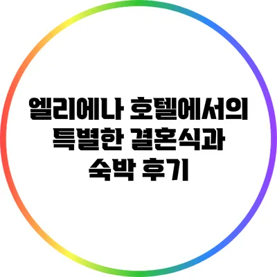 엘리에나 호텔에서의 특별한 결혼식과 숙박 후기