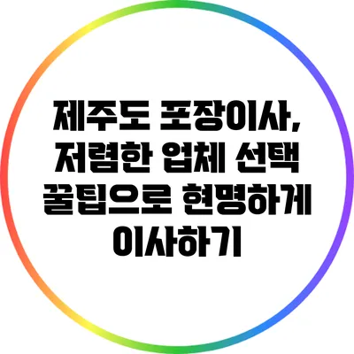 제주도 포장이사, 저렴한 업체 선택 꿀팁으로 현명하게 이사하기
