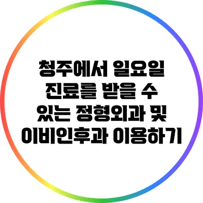 청주에서 일요일 진료를 받을 수 있는 정형외과 및 이비인후과 이용하기