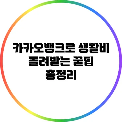 카카오뱅크로 생활비 돌려받는 꿀팁 총정리