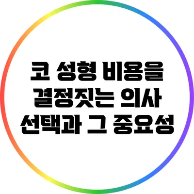 코 성형 비용을 결정짓는 의사 선택과 그 중요성