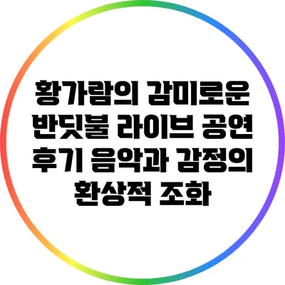 황가람의 감미로운 반딧불 라이브 공연 후기: 음악과 감정의 환상적 조화