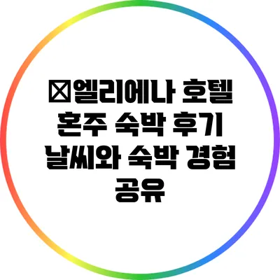 �엘리에나 호텔 혼주 숙박 후기: 날씨와 숙박 경험 공유