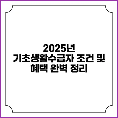 2025년 기초생활수급자 조건 및 혜택 완벽 정리