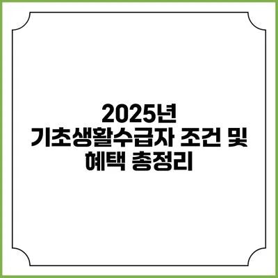 2025년 기초생활수급자 조건 및 혜택 총정리