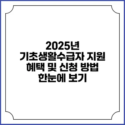 2025년 기초생활수급자 지원 혜택 및 신청 방법 한눈에 보기