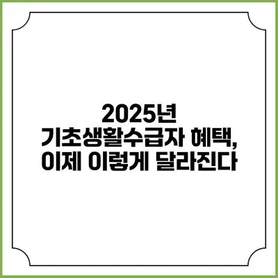 2025년 기초생활수급자 혜택, 이제 이렇게 달라진다