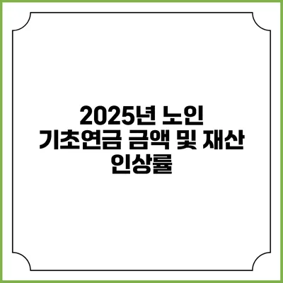 2025년 노인 기초연금 금액 및 재산 인상률