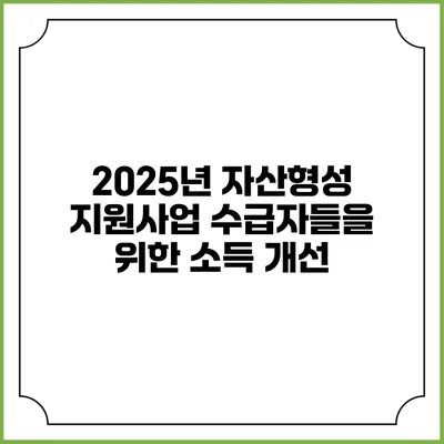 2025년 자산형성 지원사업 수급자들을 위한 소득 개선
