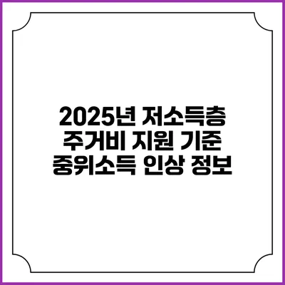 2025년 저소득층 주거비 지원 기준 중위소득 인상 정보