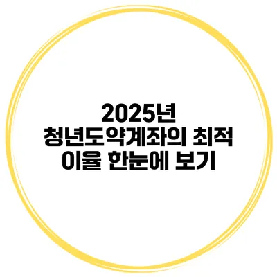 2025년 청년도약계좌의 최적 이율 한눈에 보기