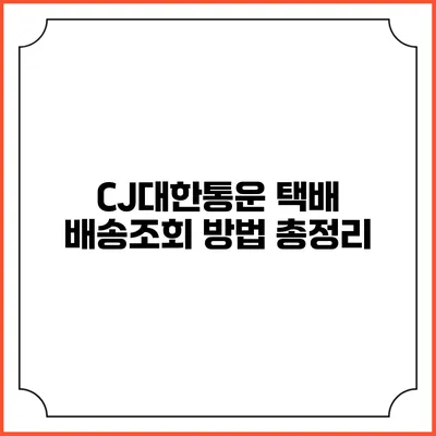 CJ대한통운 택배 배송조회 방법 총정리