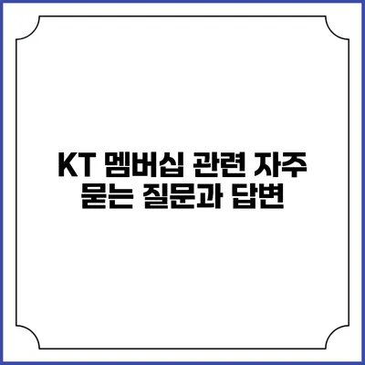 KT 멤버십 관련 자주 묻는 질문과 답변