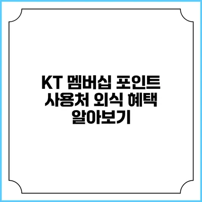 KT 멤버십 포인트 사용처 외식 혜택 알아보기