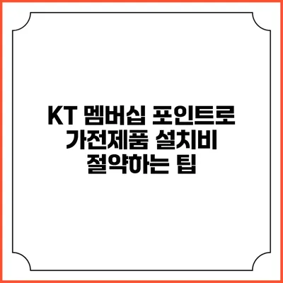 KT 멤버십 포인트로 가전제품 설치비 절약하는 팁