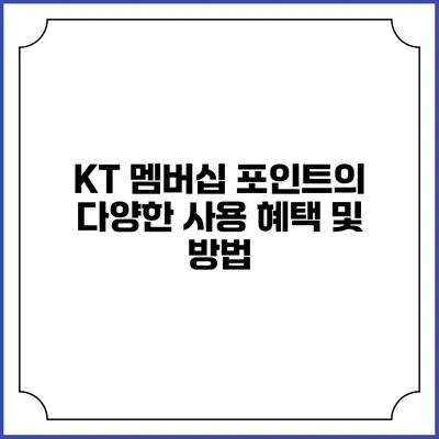 KT 멤버십 포인트의 다양한 사용 혜택 및 방법