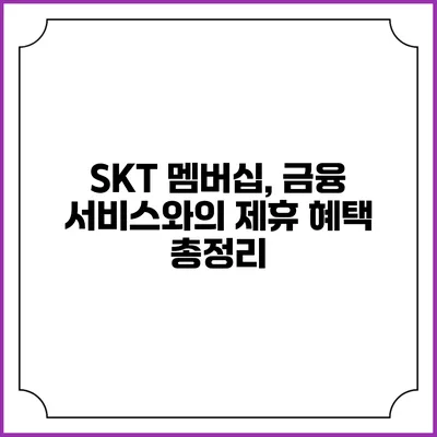 SKT 멤버십, 금융 서비스와의 제휴 혜택 총정리