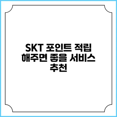 SKT 포인트 적립 해주면 좋을 서비스 추천
