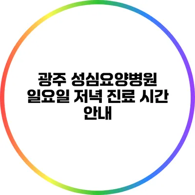 광주 성심요양병원 일요일 저녁 진료 시간 안내