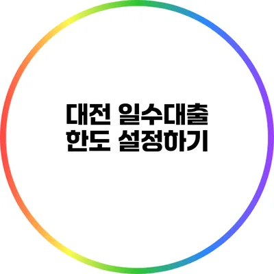 대전 일수대출 한도 설정하기