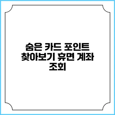 숨은 카드 포인트 찾아보기: 휴면 계좌 조회