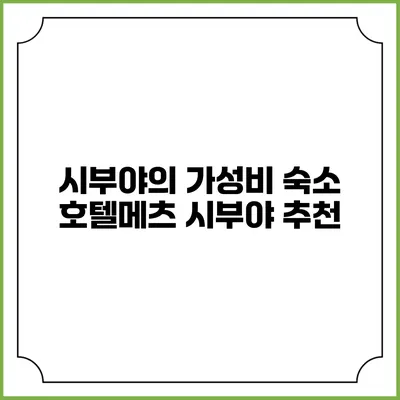 시부야의 가성비 숙소: 호텔메츠 시부야 추천