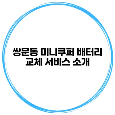 쌍문동 미니쿠퍼 배터리 교체 서비스 소개