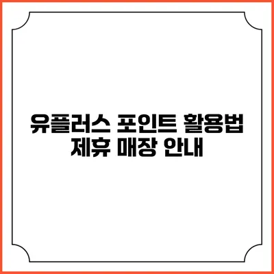 유플러스 포인트 활용법 제휴 매장 안내