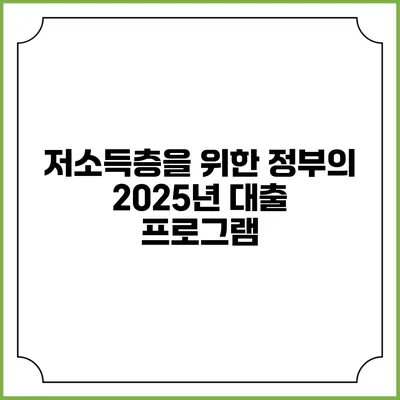 저소득층을 위한 정부의 2025년 대출 프로그램
