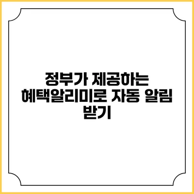 정부가 제공하는 혜택알리미로 자동 알림 받기