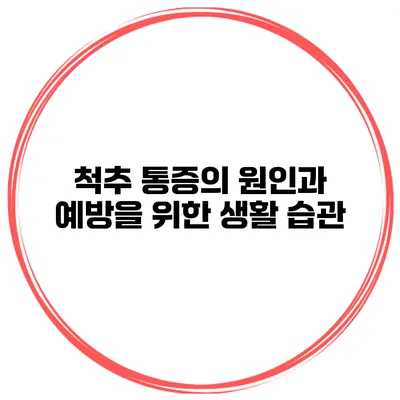 척추 통증의 원인과 예방을 위한 생활 습관