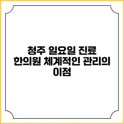 청주 일요일 진료 한의원: 체계적인 관리의 이점