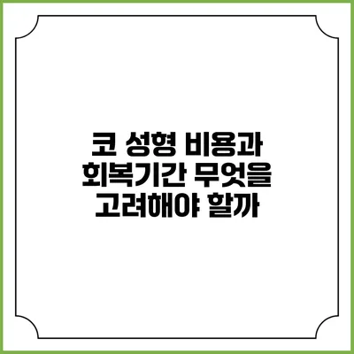 코 성형 비용과 회복기간: 무엇을 고려해야 할까?