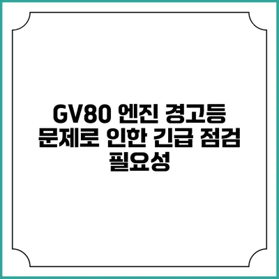 GV80 엔진 경고등 문제로 인한 긴급 점검 필요성