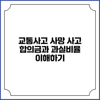 교통사고 사망 사고 합의금과 과실비율 이해하기