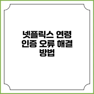 넷플릭스 연령 인증 오류 해결 방법