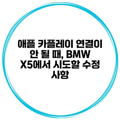 애플 카플레이 연결이 안 될 때, BMW X5에서 시도할 수정 사항