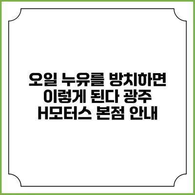 오일 누유를 방치하면 이렇게 된다 광주 H모터스 본점 안내