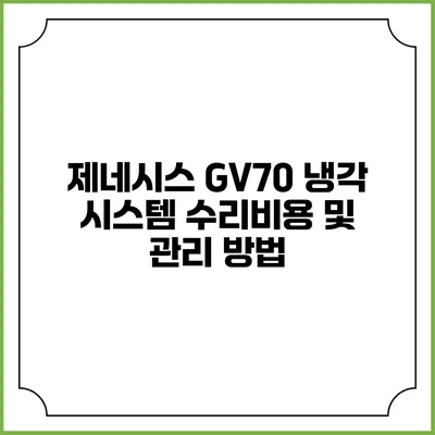 제네시스 GV70 냉각 시스템 수리비용 및 관리 방법