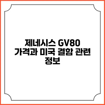 제네시스 GV80 가격과 미국 결함 관련 정보