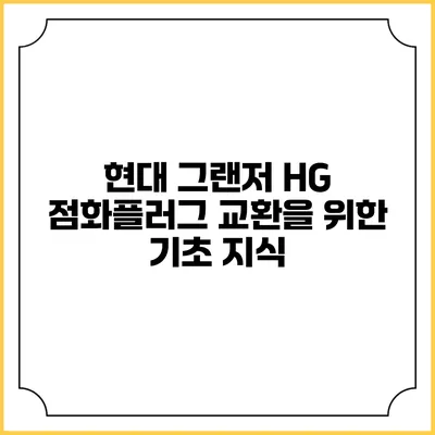 현대 그랜저 HG 점화플러그 교환을 위한 기초 지식